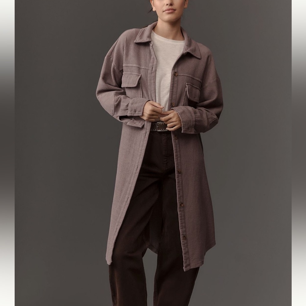 NWT NEW Anthropologie Pilcro Women's Long Mauve Shacket size XS